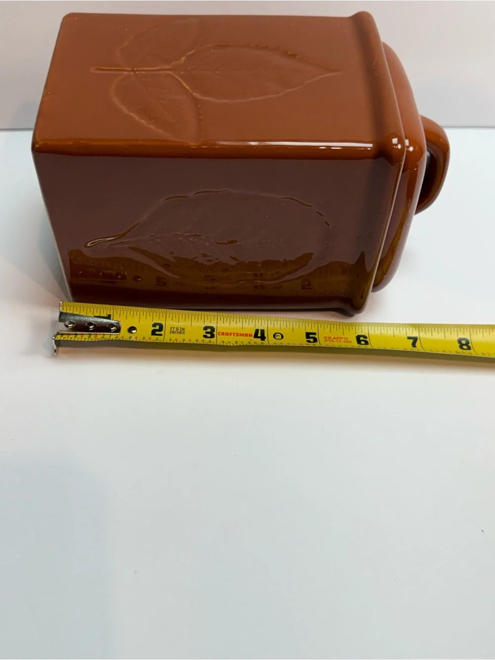 Vintage Lillian Vernon Canister in Brown Raised Botanical Leaf Design